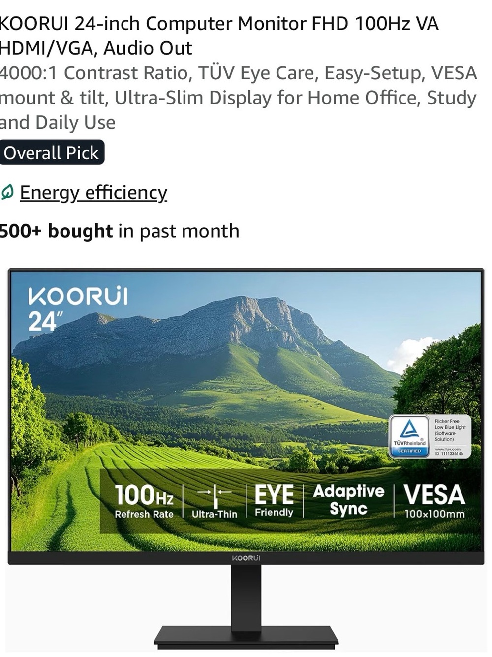 24-inch FHD 100Hz Monitor - Black